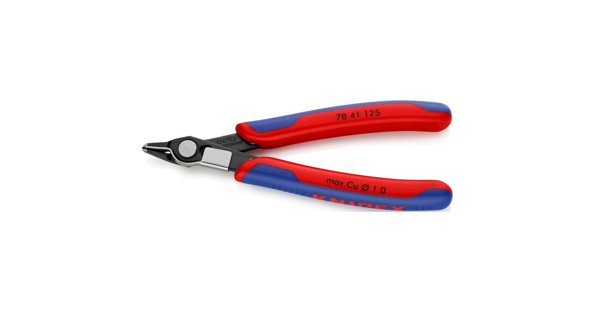 KNIPEX Electronic Super Knips 78 41 125, Elektronik-Zange(rot/blau, mit Öffnungsfeder)
