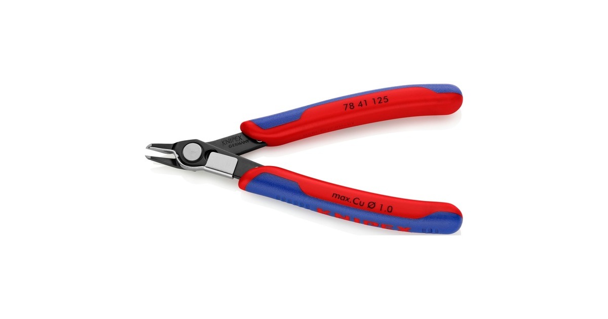 KNIPEX Electronic Super Knips 78 41 125, Elektronik-Zange(rot/blau, mit Öffnungsfeder)
