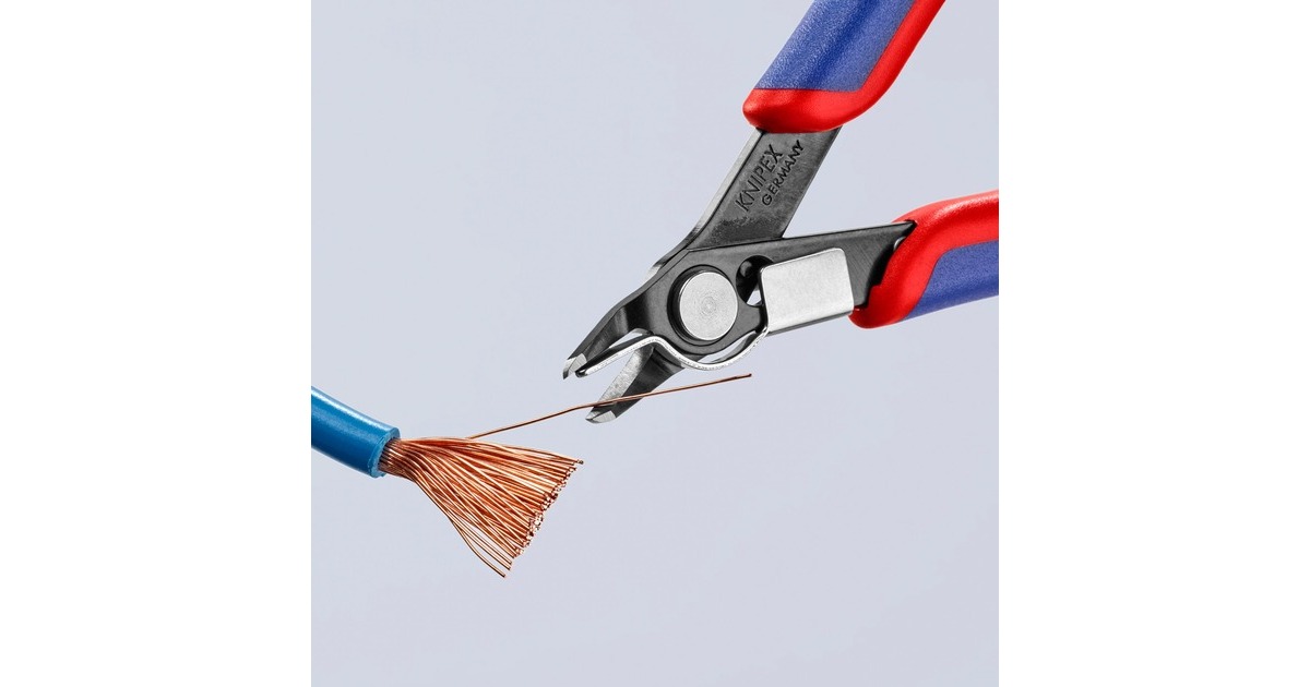 KNIPEX Electronic Super Knips 78 41 125, Elektronik-Zange(rot/blau, mit Öffnungsfeder)