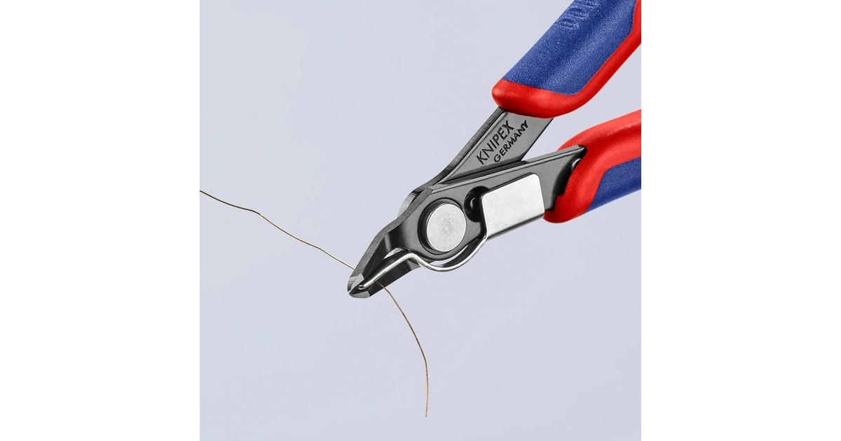 KNIPEX Electronic Super Knips 78 41 125, Elektronik-Zange(rot/blau, mit Öffnungsfeder)