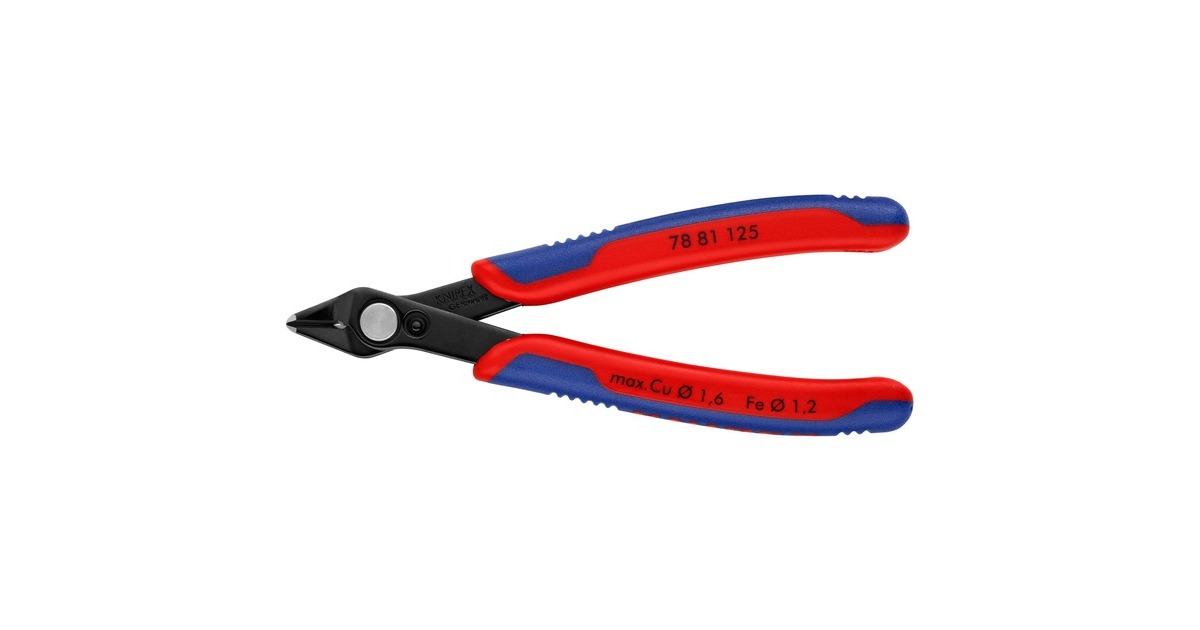 KNIPEX Electronic Super Knips 78 81 125, Elektronik-Zange(rot/blau, mit Öffnungsfeder und Öffnungsbegrenzung)