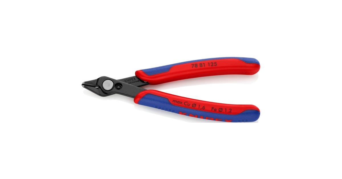 KNIPEX Electronic Super Knips 78 81 125, Elektronik-Zange(rot/blau, mit Öffnungsfeder und Öffnungsbegrenzung)