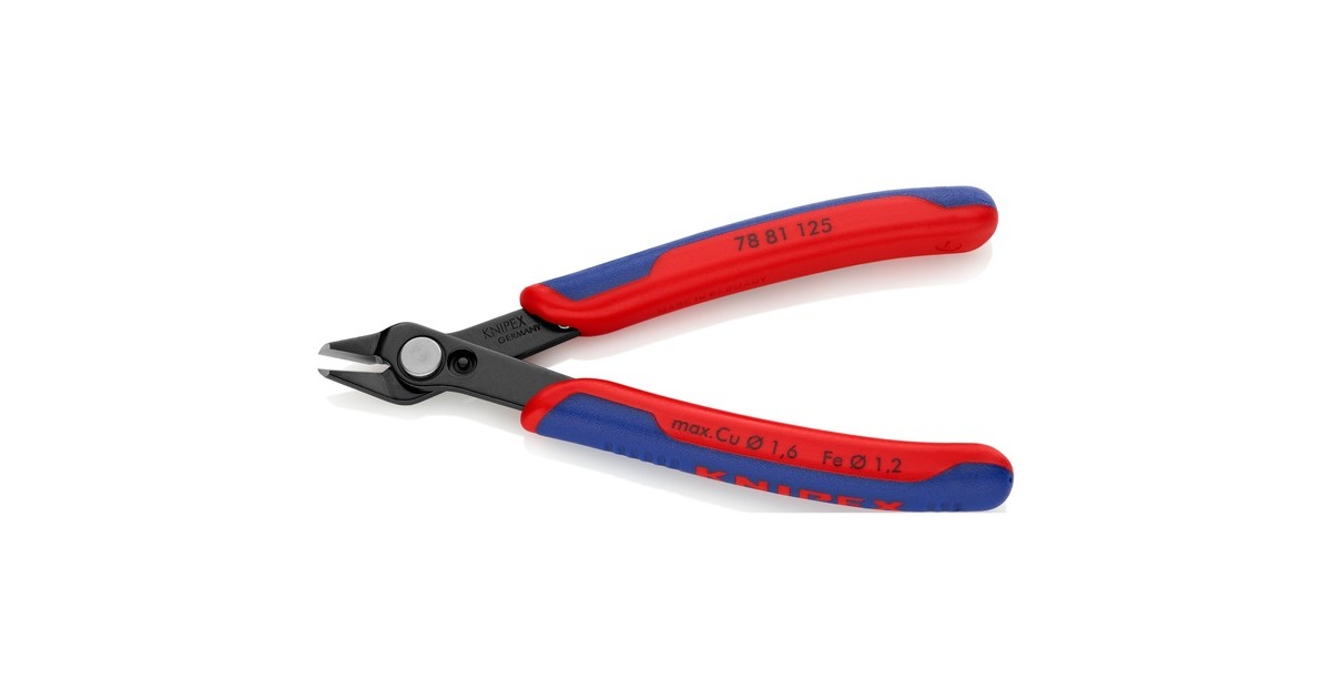 KNIPEX Electronic Super Knips 78 81 125, Elektronik-Zange(rot/blau, mit Öffnungsfeder und Öffnungsbegrenzung)