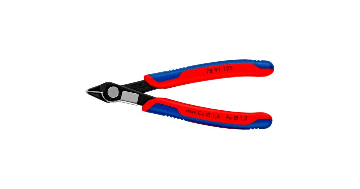 KNIPEX Electronic Super Knips 78 91 125, Elektronik-Zange(rot/blau, mit Öffnungsfeder und Öffnungsbegrenzung)