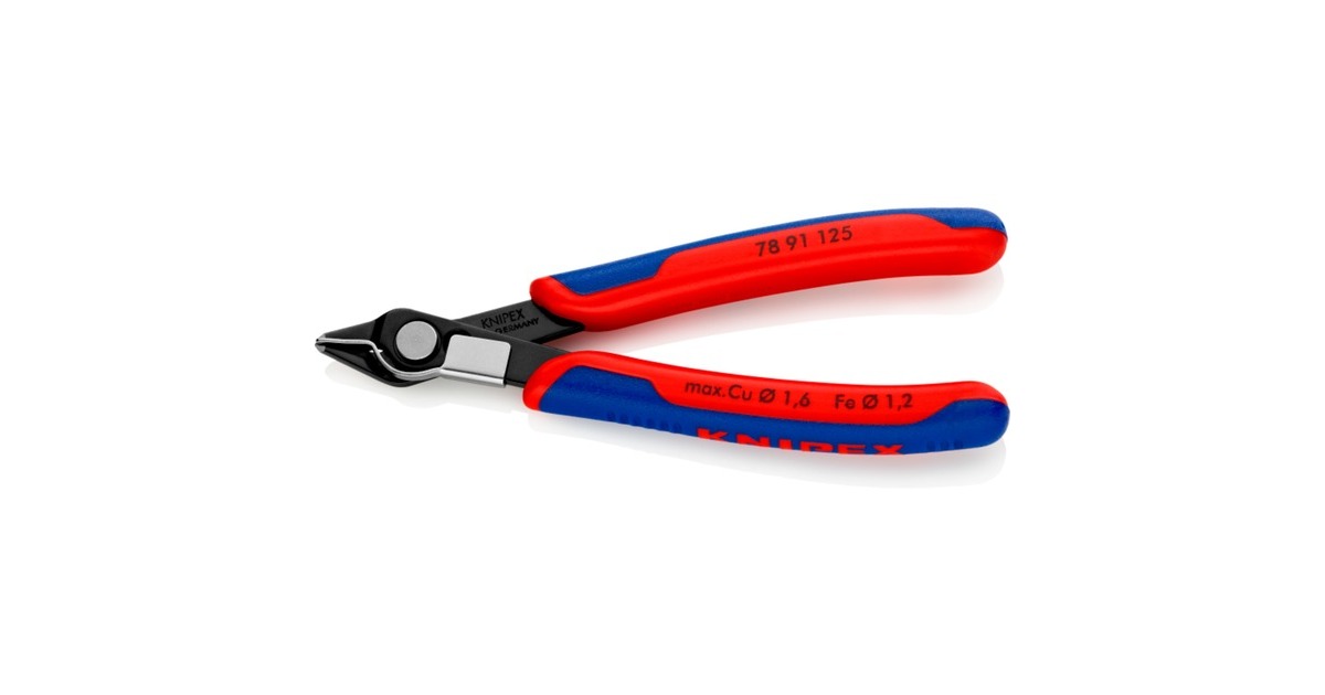 KNIPEX Electronic Super Knips 78 91 125, Elektronik-Zange(rot/blau, mit Öffnungsfeder und Öffnungsbegrenzung)
