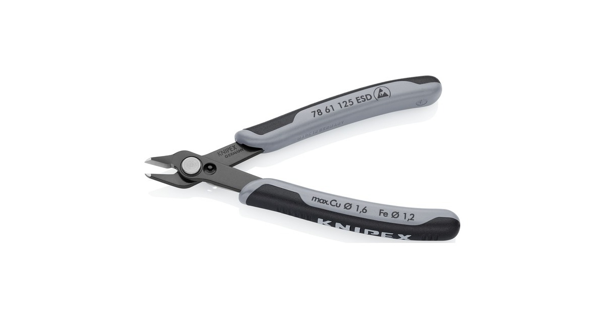 KNIPEX Electronic Super Knips ESD, 78 61 125 ESD, Elektronik-Zange(mit Öffnungsfeder)