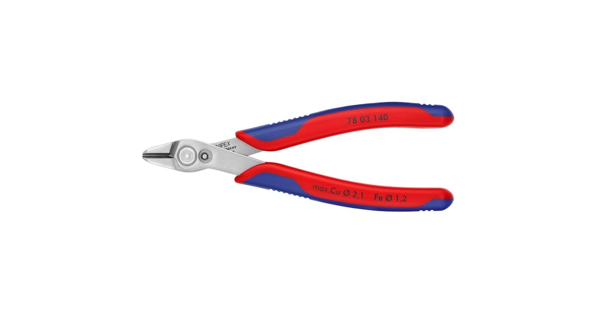 KNIPEX Electronic Super Knips XL 7803140, Elektronik-Zange(rot/blau, mit Öffnungsfeder)