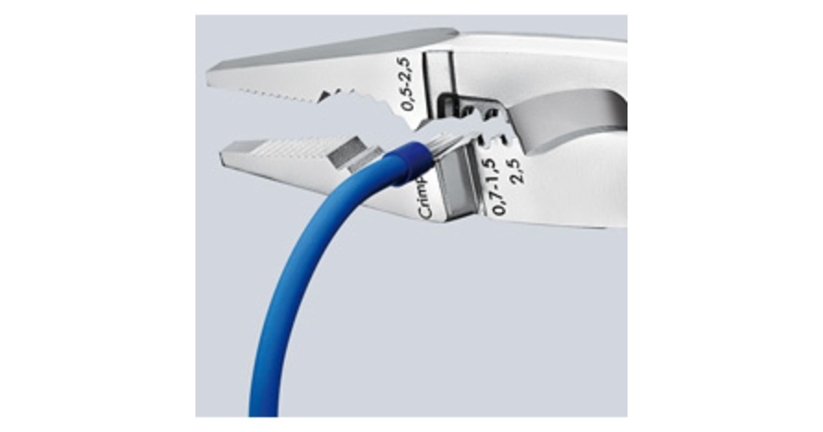 KNIPEX Elektro-Installationszange 13 92 200(rot/blau, schlanke Bauform, geschraubtes Gelenk, aktive Sperrklinge)