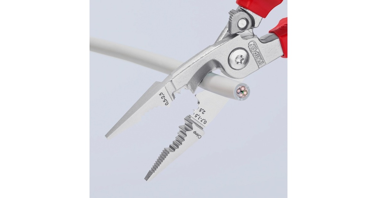 KNIPEX Elektro-Installationszange VDE 13 96 200(schlanke Bauform, geschraubtes Gelenk, VDE-geprüft)