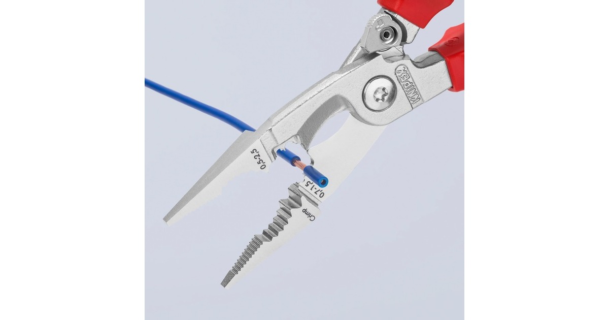 KNIPEX Elektro-Installationszange VDE 13 96 200(schlanke Bauform, geschraubtes Gelenk, VDE-geprüft)