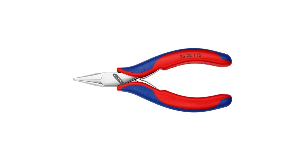 KNIPEX Elektronik-Greifzange 35 22 115, Elektronik-Zange(rot/blau, glatte Greifflächen, Länge 115mm)