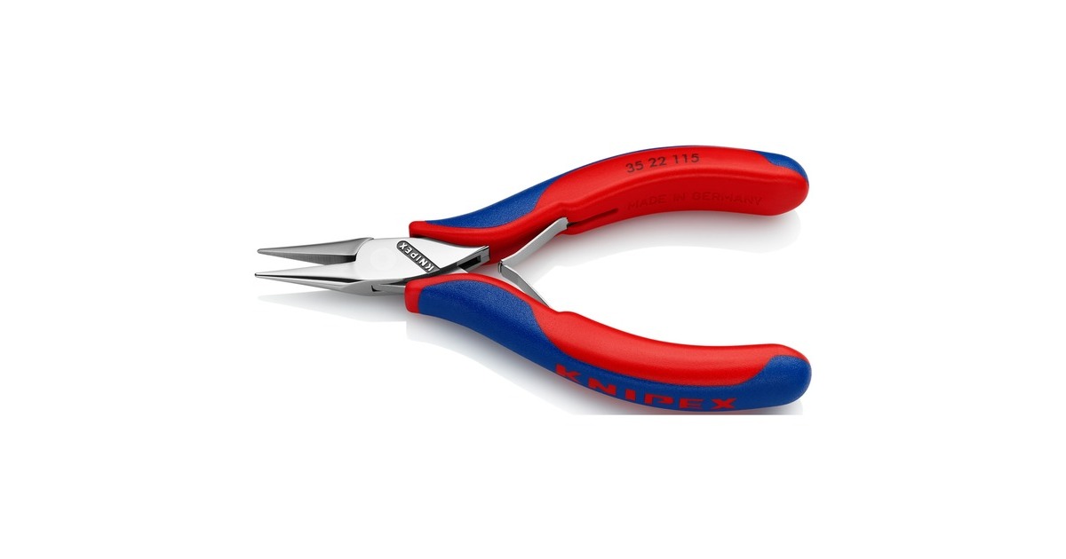 KNIPEX Elektronik-Greifzange 35 22 115, Elektronik-Zange(rot/blau, glatte Greifflächen, Länge 115mm)