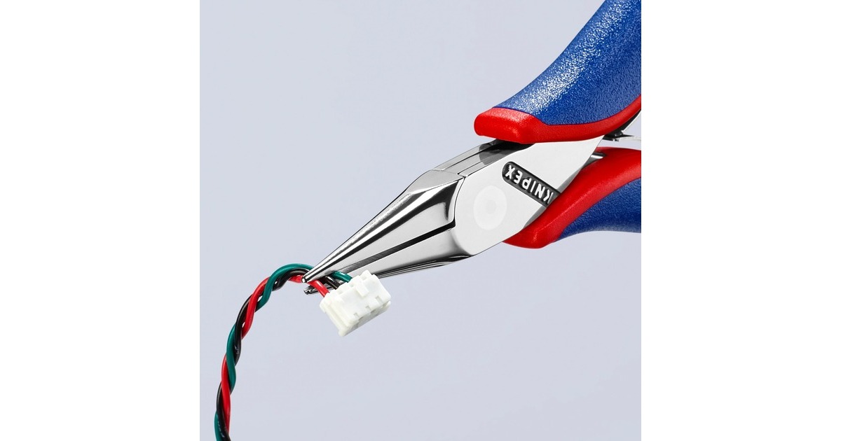 KNIPEX Elektronik-Greifzange 35 22 115, Elektronik-Zange(rot/blau, glatte Greifflächen, Länge 115mm)