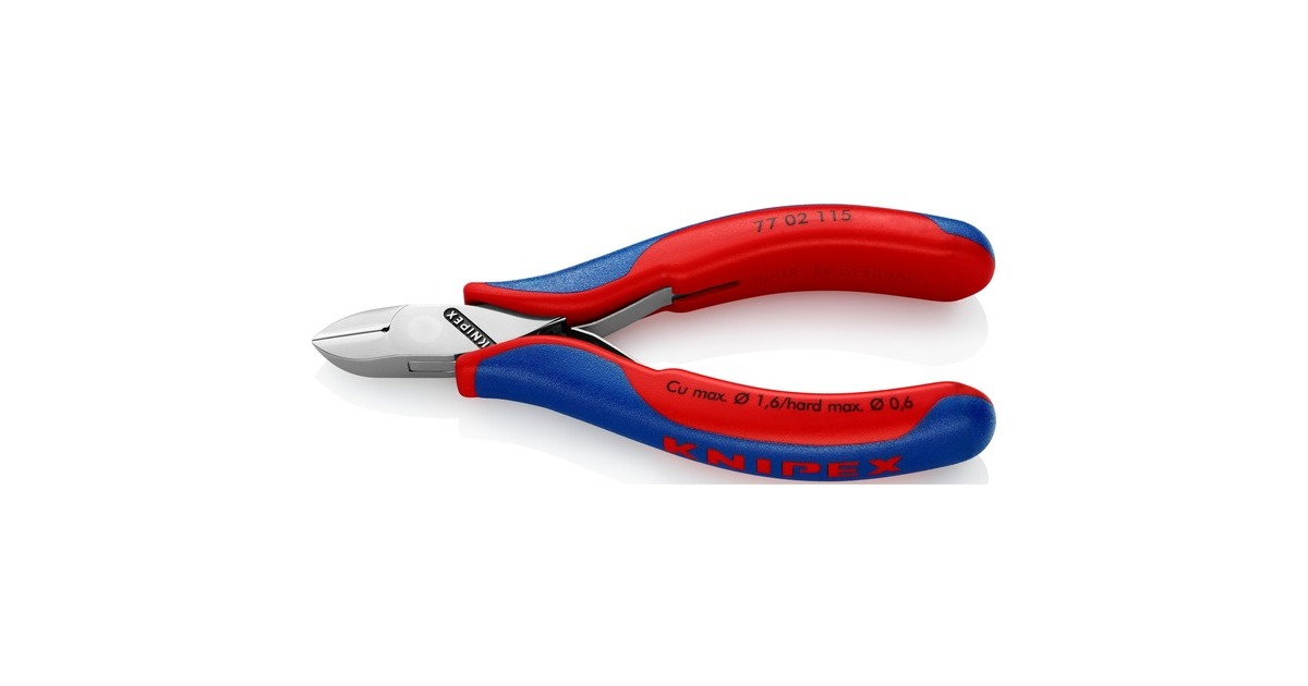 KNIPEX Elektronik-Seitenschneider 77 02 115, Schneid-Zange(rot/blau, Länge 115mm)