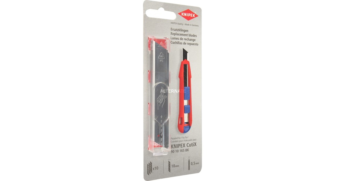 KNIPEX Ersatz-Klingen 90 10 165 E02, 10 Stück, Ersatzmesser(für Universalmesser CutiX 90 10 165 BK)