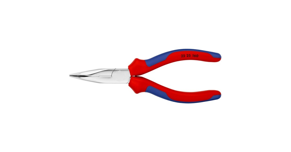 KNIPEX Flachrundzange 2525160, Greifzange(rot/blau, abgewinkelt, mit Schneide)