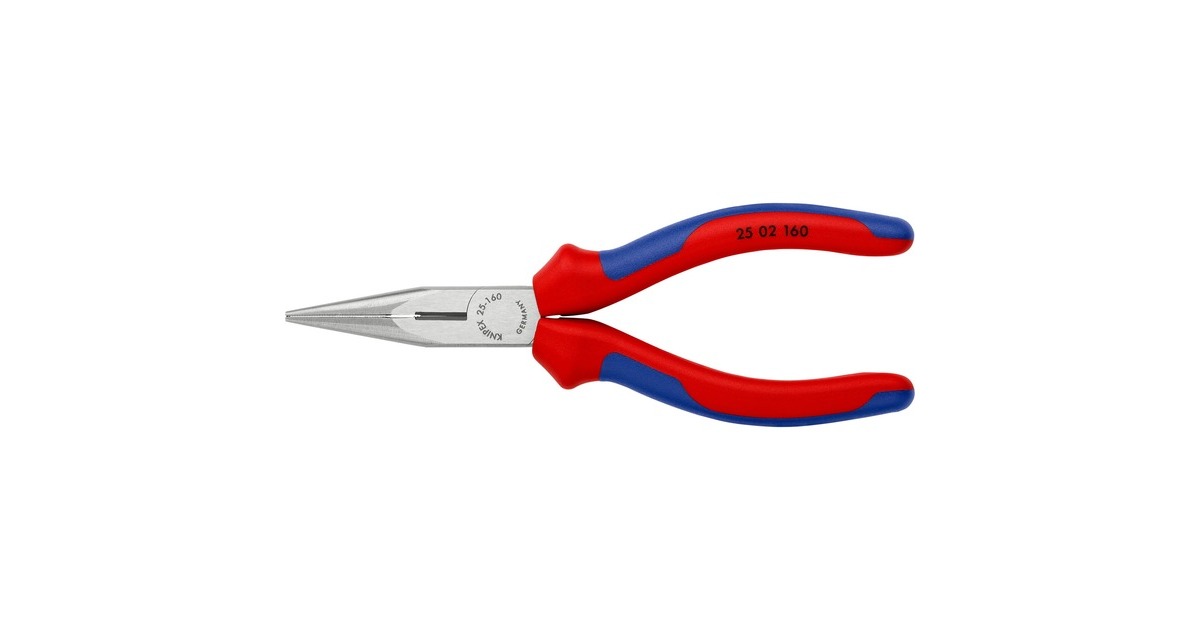 KNIPEX Flachrundzange 25 02 160 , Greifzange(gezahnte Griffflächen, Schneiden mit Facetten)