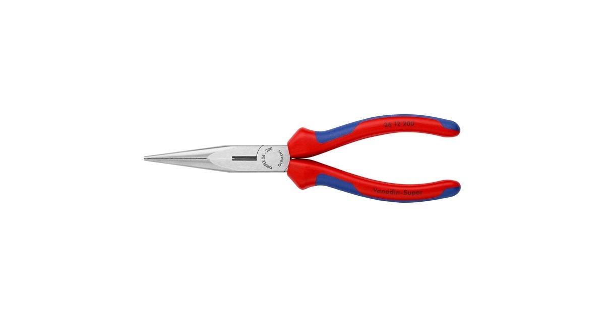 KNIPEX Flachrundzange 26 12 200, Greifzange(rot/blau, gezahnte Griffflächen)
