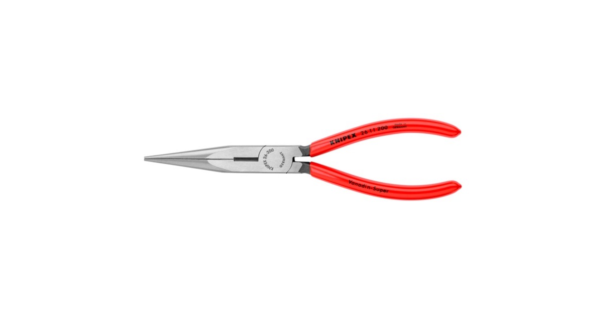 KNIPEX Flachrundzange mit Schneide 26 11 200, Storchschnabelzange, Greifzange(rot/blau, gezahnte Greifflächen, Länge 200mm)