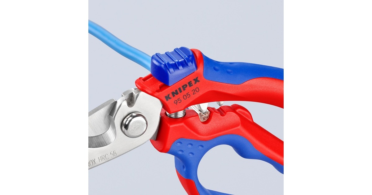 KNIPEX Gewinkelte Elektrikerschere 95 05 20 SB(rot/blau)