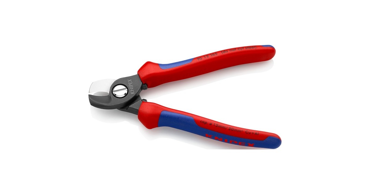 KNIPEX Kabelschere 95 12 165 , Schneid-Zange(für Cu- und Al-Kabel, Klemmschutz)