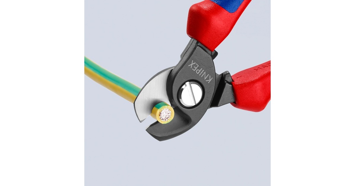KNIPEX Kabelschere 95 12 165 , Schneid-Zange(für Cu- und Al-Kabel, Klemmschutz)