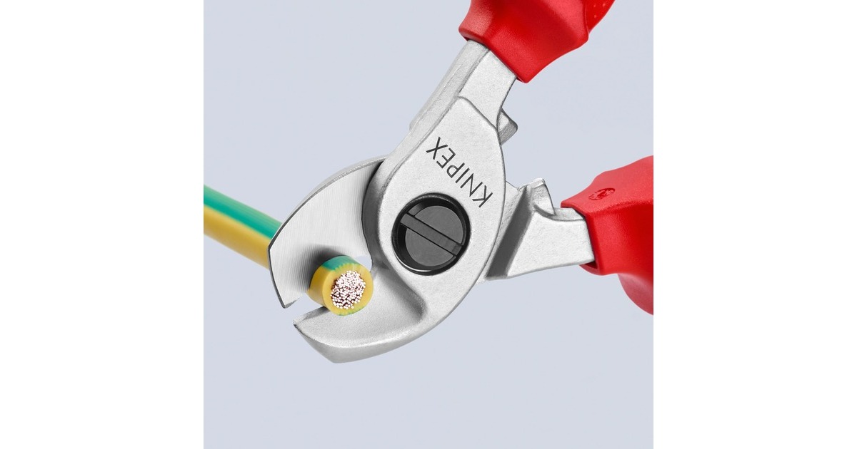 KNIPEX Kabelschere 95 16 165 , Schneid-Zange(für Cu- und Al-Kabel, Klemmschutz, VDE)