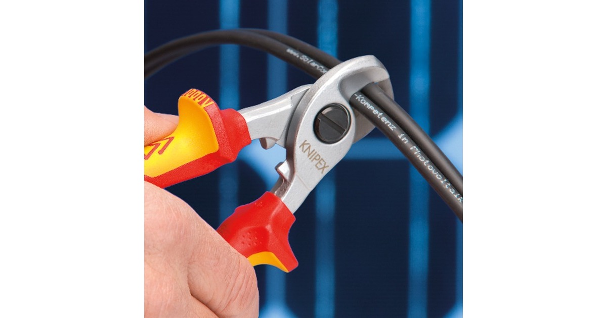KNIPEX Kabelschere 95 16 165 , Schneid-Zange(für Cu- und Al-Kabel, Klemmschutz, VDE)