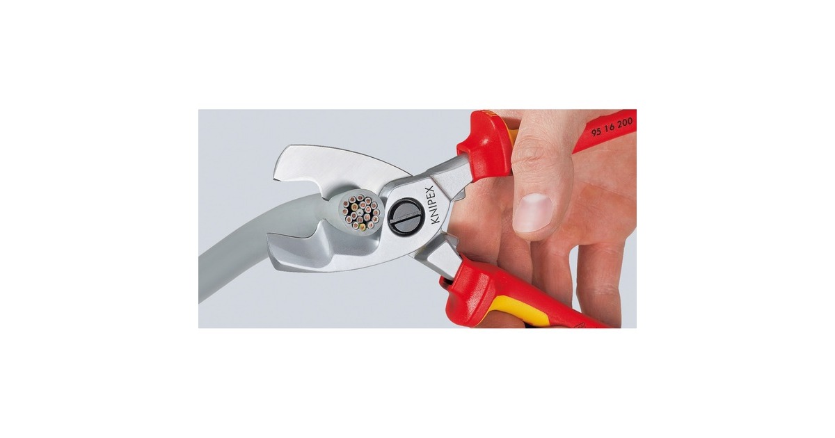 KNIPEX Kabelschere 95 16 200 , Schneid-Zange(für Cu- und Al-Kabel, Doppelschneide, VDE)