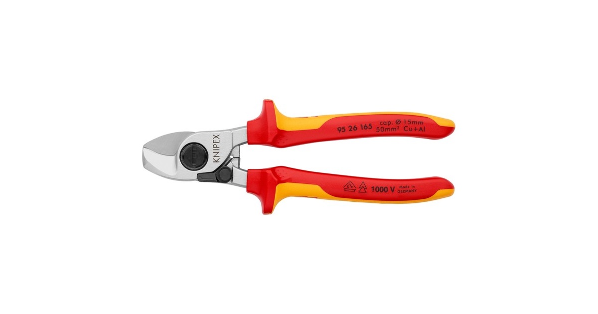 KNIPEX Kabelschere 95 26 165 , Schneid-Zange(für Cu- und Al-Kabel, Öffnungsfeder, VDE) KNIPEX Kabelschere 95 26 165 , Schneid-Zange(für Cu- und Al-Kabel, Öffnungsfeder, VDE)