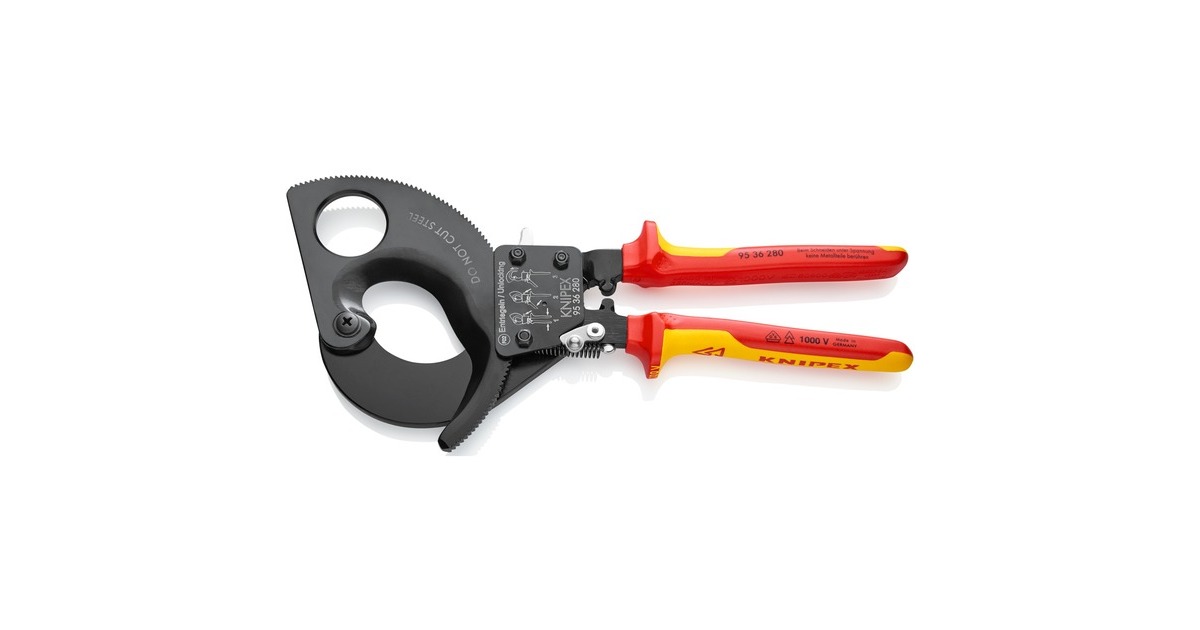 KNIPEX Kabelschneider 95 36 280, Schneid-Zange(für Cu- und Al-Kabel, VDE-geprüft)