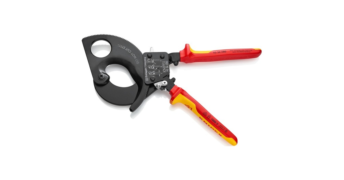 KNIPEX Kabelschneider 95 36 280, Schneid-Zange(für Cu- und Al-Kabel, VDE-geprüft)