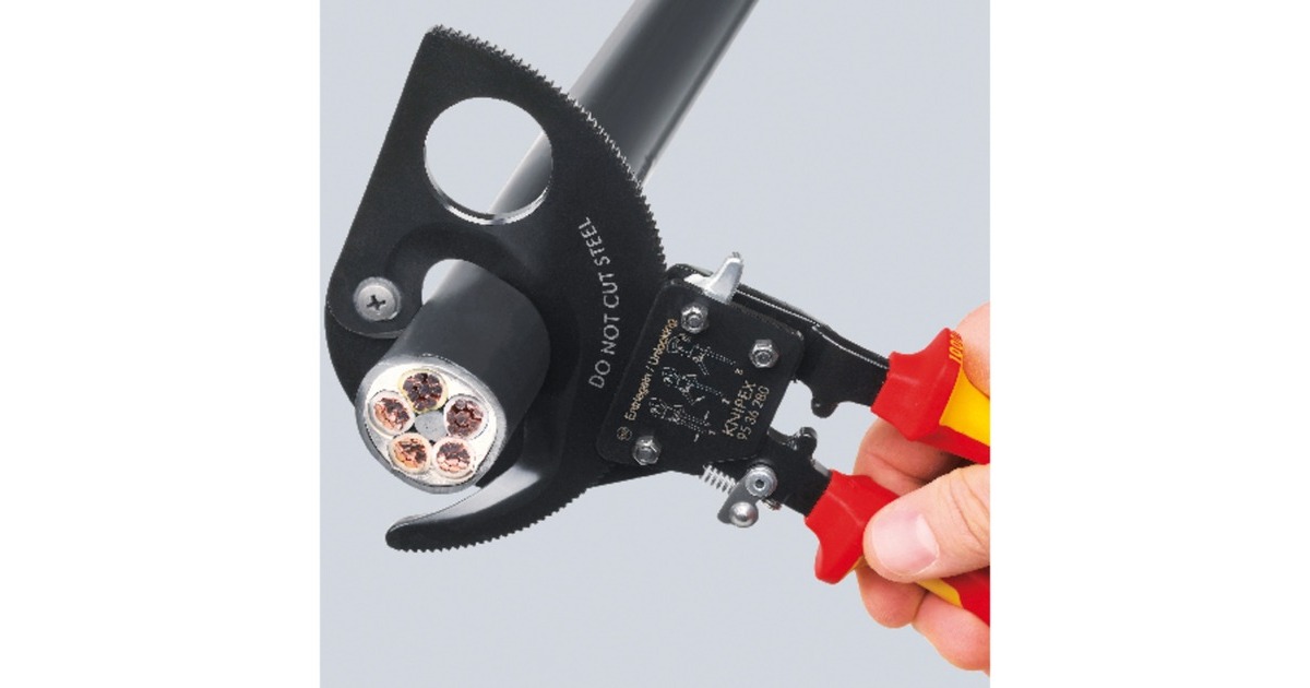 KNIPEX Kabelschneider 95 36 280, Schneid-Zange(für Cu- und Al-Kabel, VDE-geprüft)