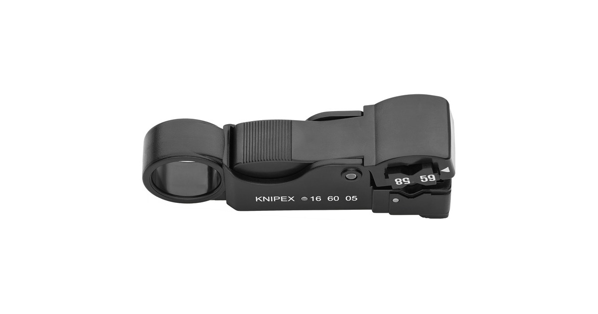 KNIPEX Koax-Abisolierwerkzeug 16 60 05 SB, Abisolier-/ Abmantelungswerkzeug(drei eingebaute Messer)
