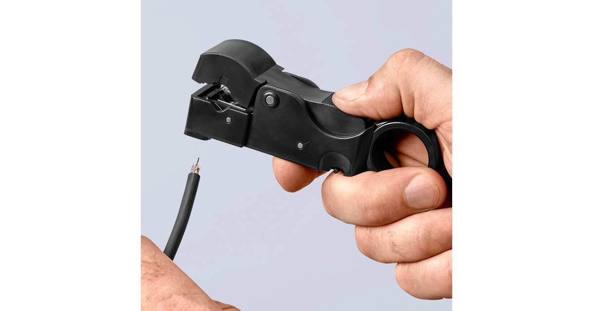 KNIPEX Koax-Abisolierwerkzeug 16 60 05 SB, Abisolier-/ Abmantelungswerkzeug(drei eingebaute Messer)