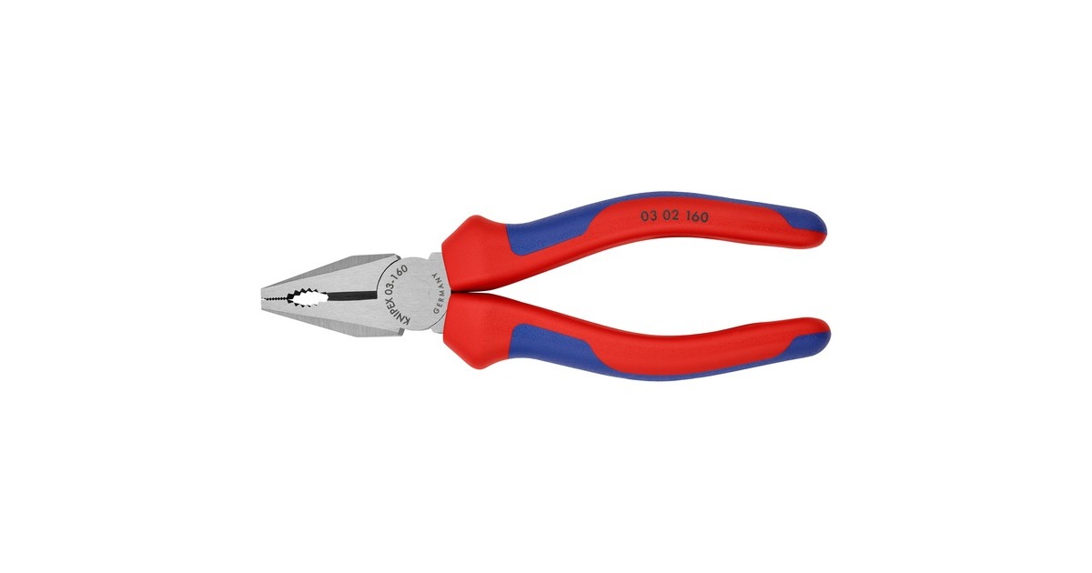 KNIPEX Kombizange 03 02 160(blau, gezahnte Greifflächen, Schneiden mit Facette)