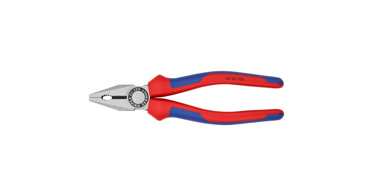 KNIPEX Kombizange 03 02 200(blau, gezahnte Greifflächen, Schneide mit Facette)
