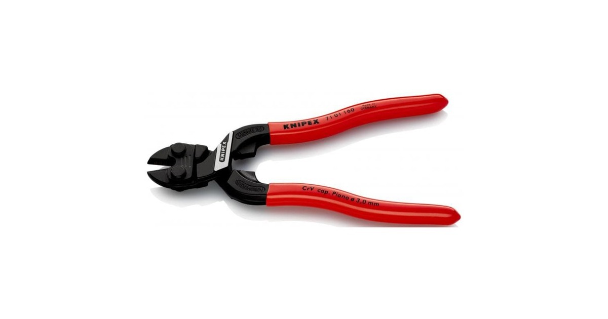 KNIPEX Kompakt-Bolzenschneider CoBolt S 71 01 160, Schneid-Zange(rot, Länge 160mm)