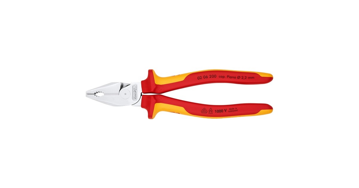 KNIPEX Kraft-Kombizange 02 06 200(Mit Greifzonen für Flach- und Rundmaterial)