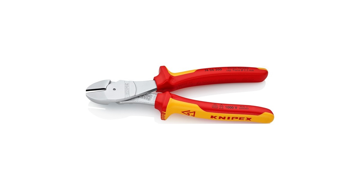KNIPEX Kraft-Seitenschneider 74 06 200 VDE, Schneid-Zange(rot/gelb, Länge 200mm, VDE-geprüft)