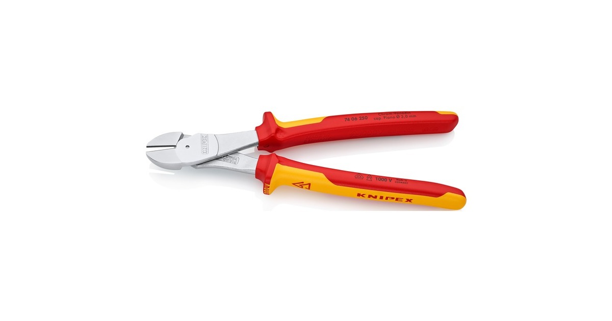 KNIPEX Kraft-Seitenschneider 74 06 250 VDE, Schneid-Zange(rot/gelb, Länge 250mm, VDE-geprüft)