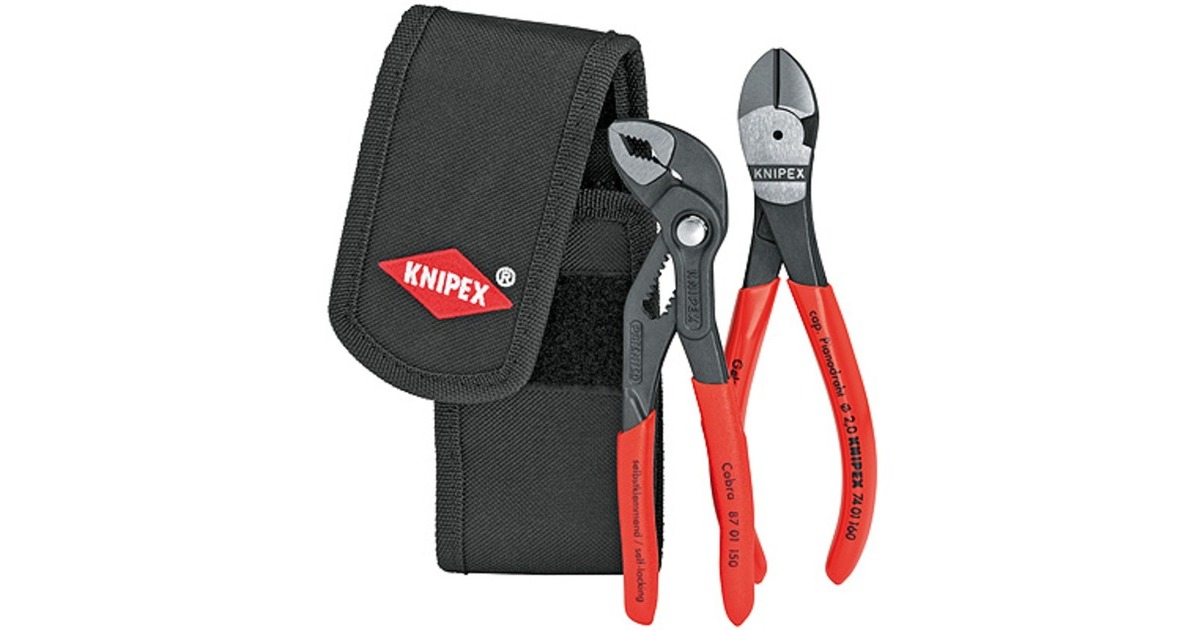 KNIPEX Mini-Zangenset 002072V02, 2-teilig, Zangen-Set(rot/schwarz, in Werkzeug-Gürteltasche)