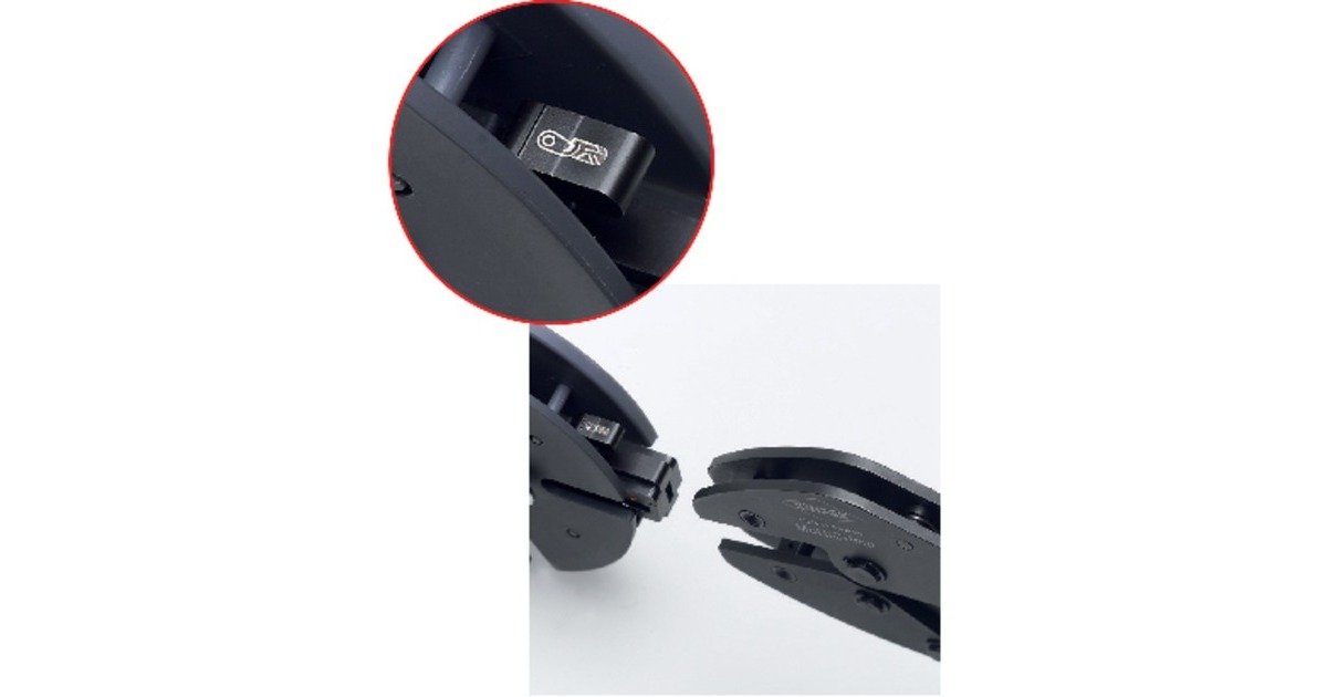 KNIPEX MultiCrimp 97 33 01, mit Wechselmagazin, Crimpzange(rot/blau, inkl. 3 Crimpeinsätzen)