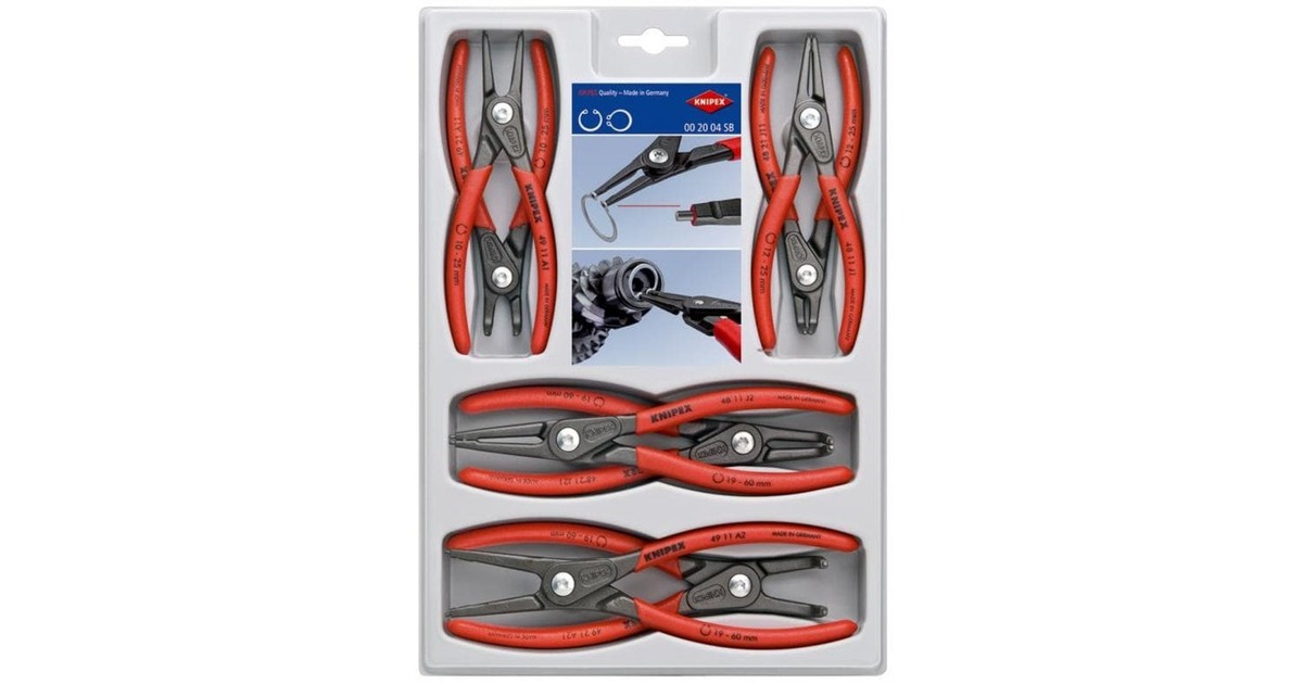 KNIPEX Präzisions-Sicherungsringzangen-Set 00 20 04 SB(rot, 8-teilig)