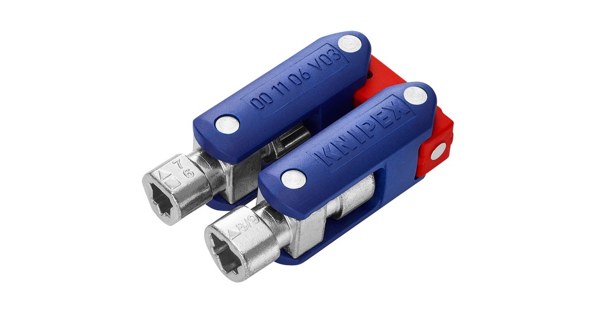 KNIPEX Schaltschrankschlüssel "DoubleJoint", Steckschlüssel(blau/rot, Armlänge gesamt 97mm)