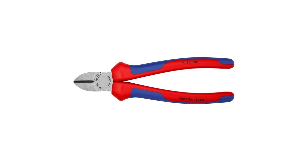 KNIPEX Seitenschneider 70 02 180 , Schneid-Zange(blau, schlanke Bauform, Präzisionsschneiden)