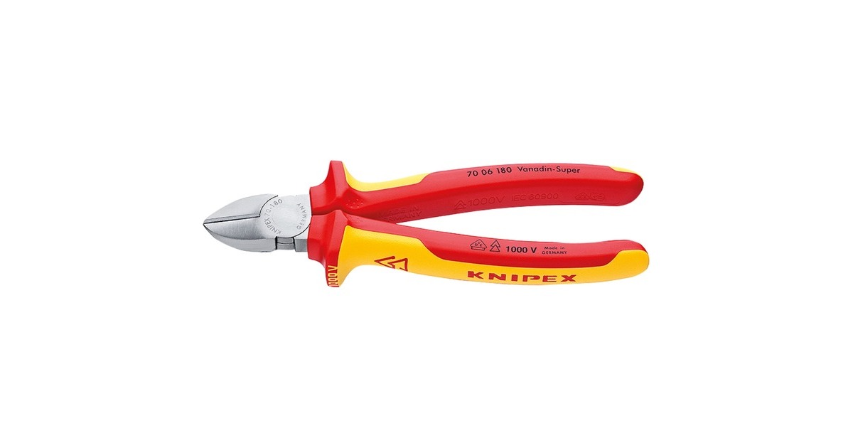 KNIPEX Seitenschneider 70 06 180 , Schneid-Zange(gelb, schlanke Bauform, Präzisionsschneiden)