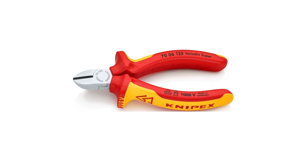 KNIPEX Seitenschneider VDE isoliert 70 06 125, Schneid-Zange(rot/gelb, Länge 125mm)