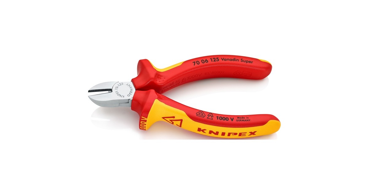 KNIPEX Seitenschneider VDE isoliert 70 06 125, Schneid-Zange(rot/gelb, Länge 125mm)