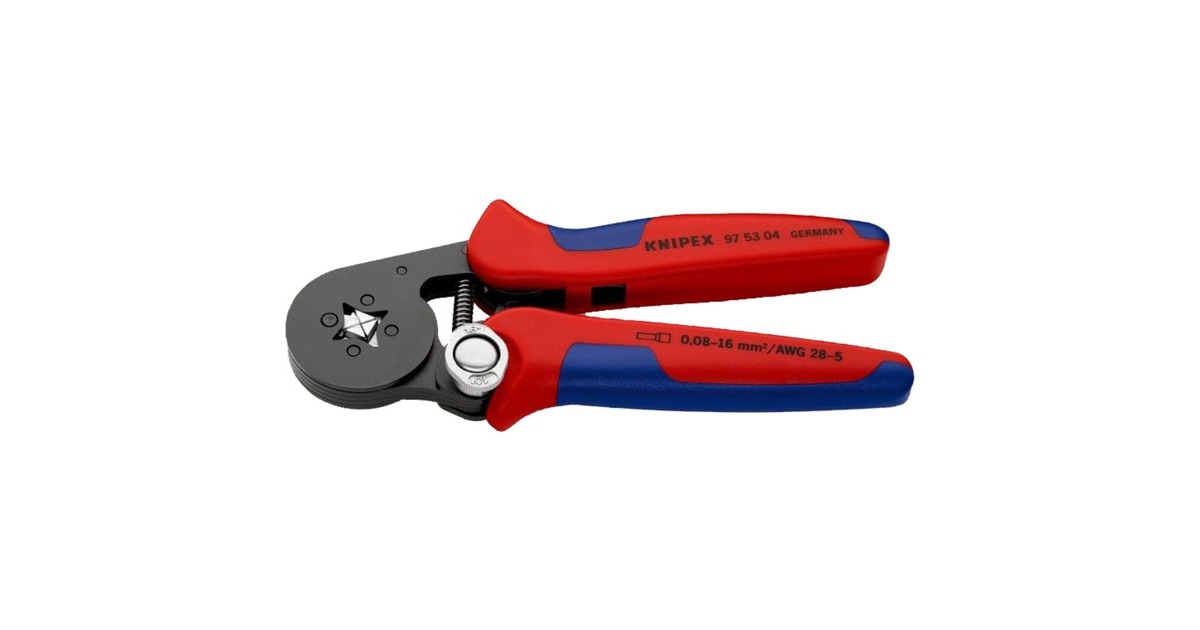 KNIPEX Selbsteinstellende Crimpzange 97 53 04 SB(rot/blau, für Ader-Endhülsen)